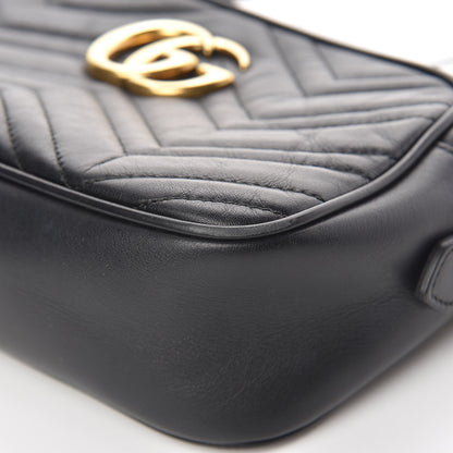 Gucci Calfskin Matelasse Small GG Marmont Chain Shoulder Bag Black 9 of 15