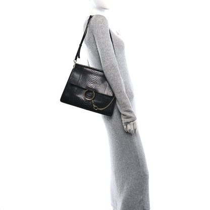 Chloe Snakeskin Medium Faye Shoulder Bag Black 2 of 10