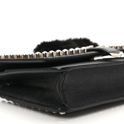 Fendi Vitello Elite Mink Fur Studded Karlito Tube Wallet on Chain Black 8 of 11