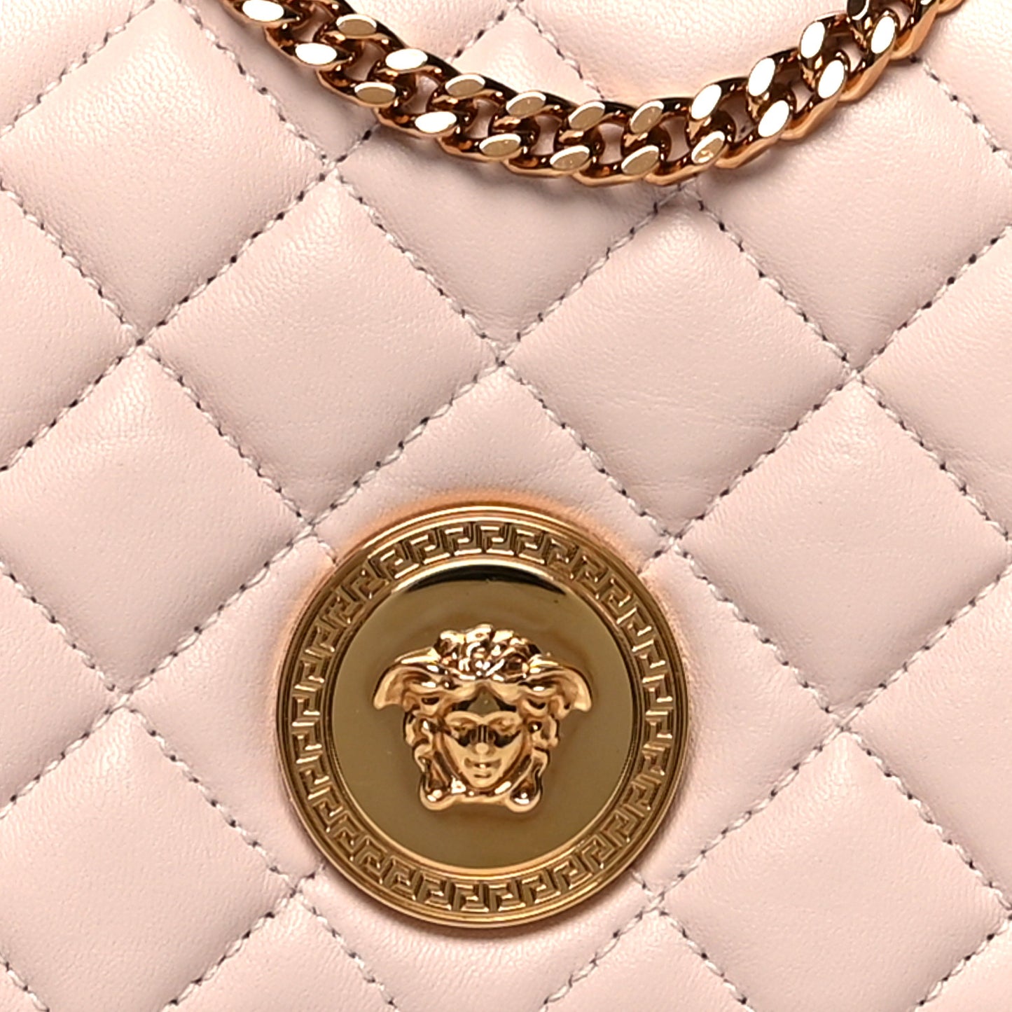 Nappa Quilted Small Medusa Chain Crossbody Light Pink