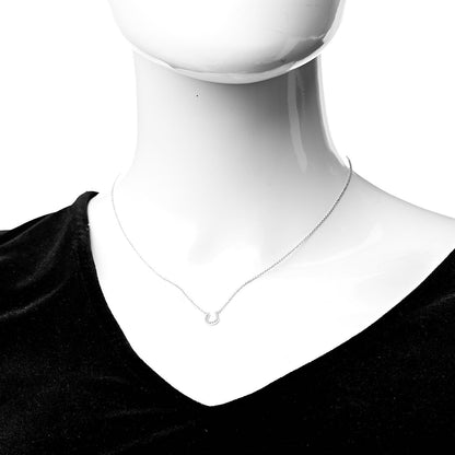 Tiffany 18K White Gold Diamond Mini Metro Horseshoe Pendant Necklace 2 of 7