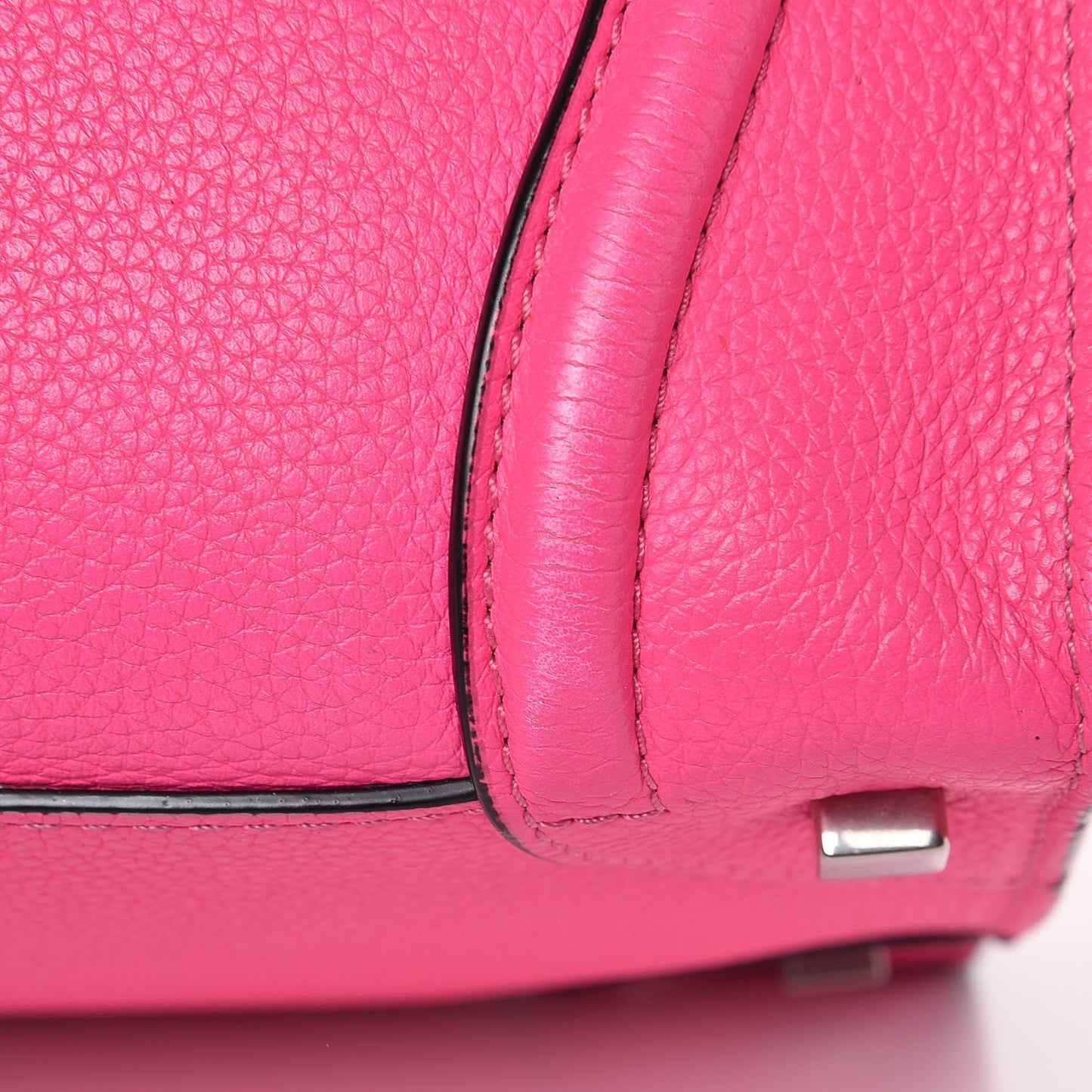 Drummed Calfskin Mini Luggage Fluo Pink