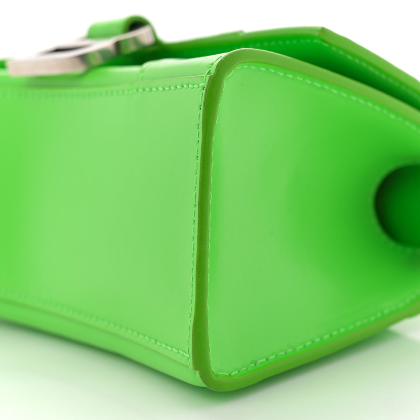Shiny Box Calfskin Hourglass Top Handle Bag XS Acid Green