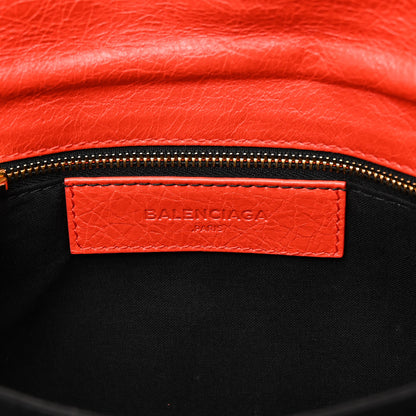Balenciaga Agneau Giant 12 Gold Hardware Envelope Strap Clutch Rouge Coquelicot 6 of 13