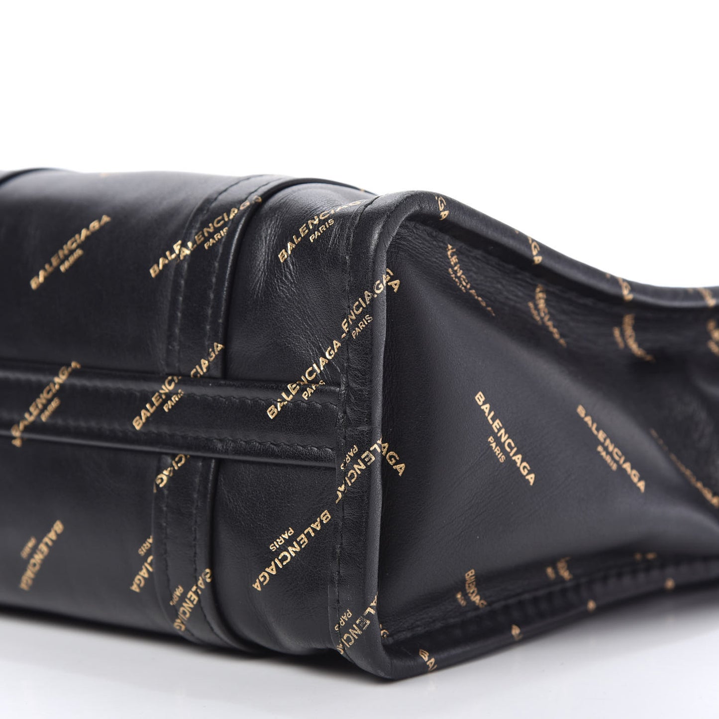 Calfskin Allover Logo XS Bazar Shopper Tote Black Gold