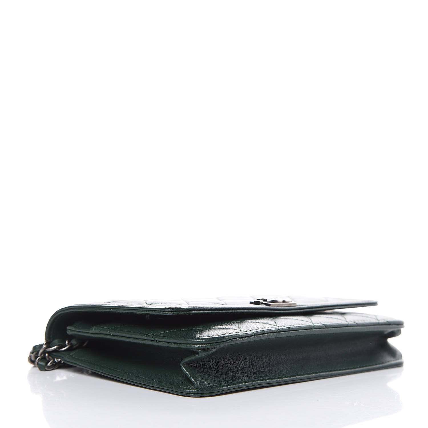 Chanel Lambskin Quilted Boy Wallet On Chain WOC Green 4 of 14
