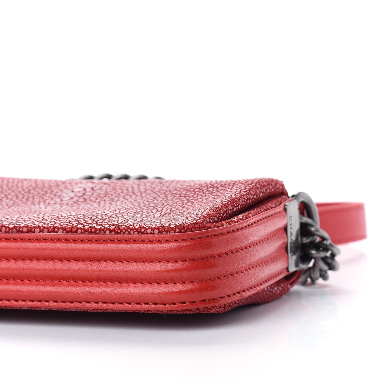 Chanel Galuchat Stingray Calfskin Boy Crossbody Red 9 of 10