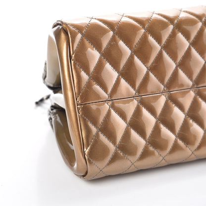 Chanel Metallic Patent Quilted Medium Just Mademoiselle Bowling Bag Gold Degrade 5 of 9