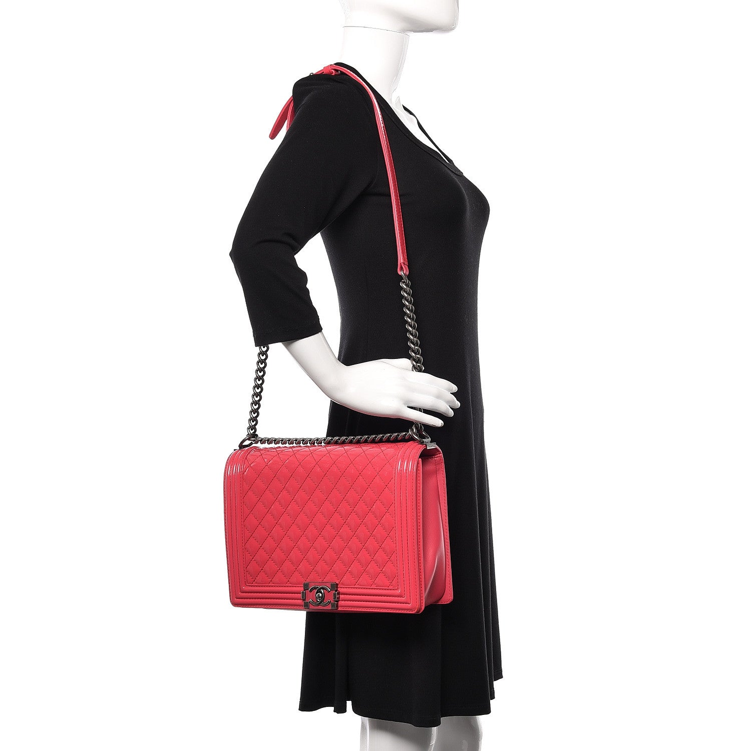 Chanel Patent Quilted Large Boy Flap Pink 2 of 10