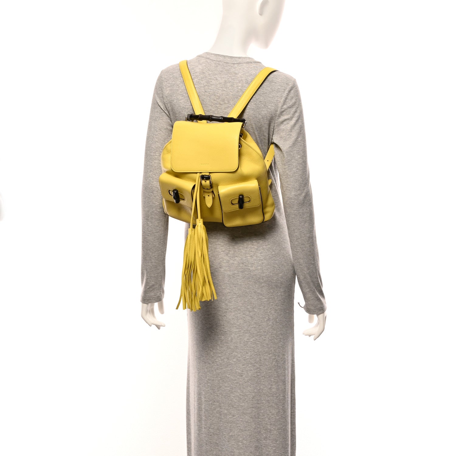 Gucci Cellarius Calfskin Medium Bamboo Backpack Mimosa Flower 2 of 11