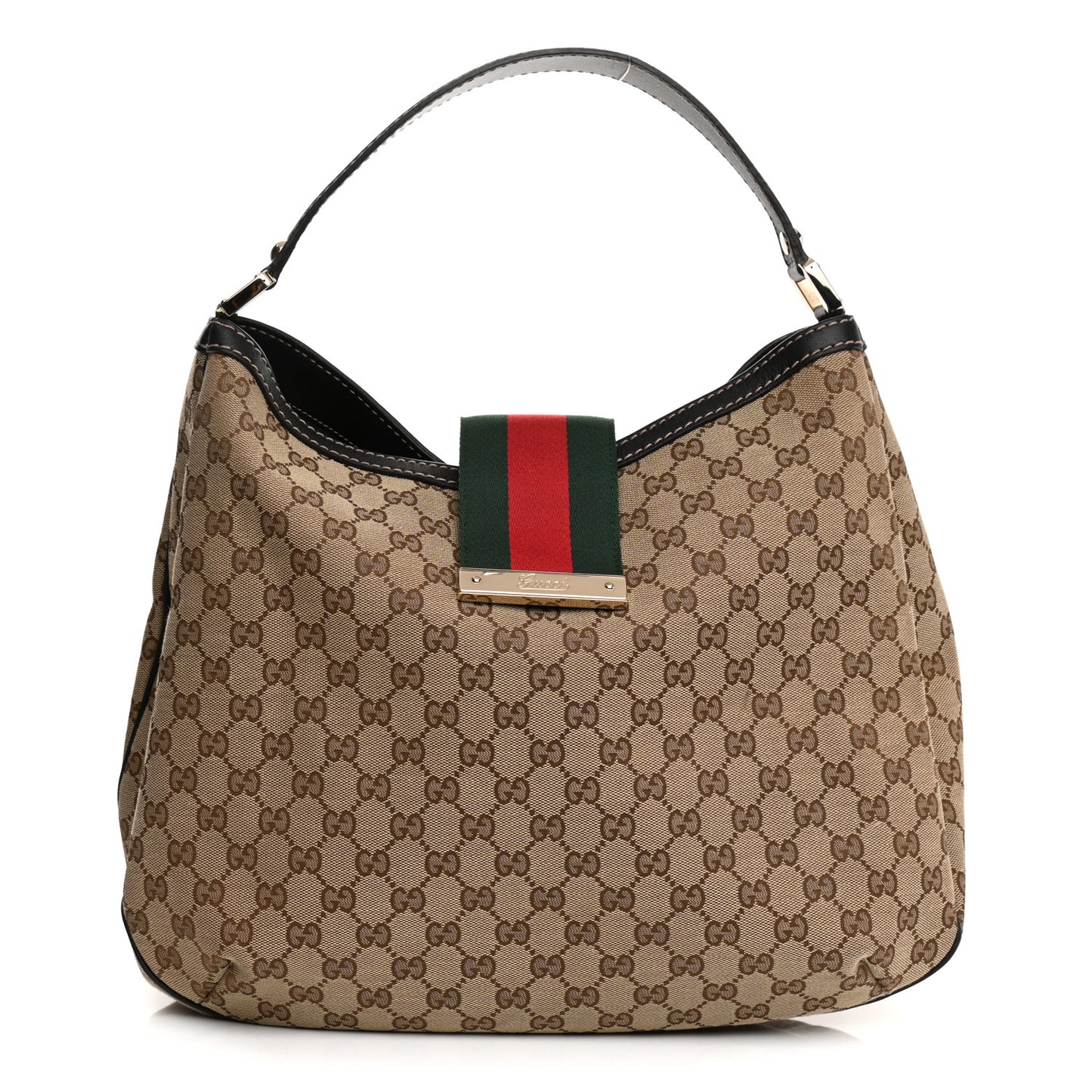 Monogram Large New Ladies Web Hobo Dark Brown