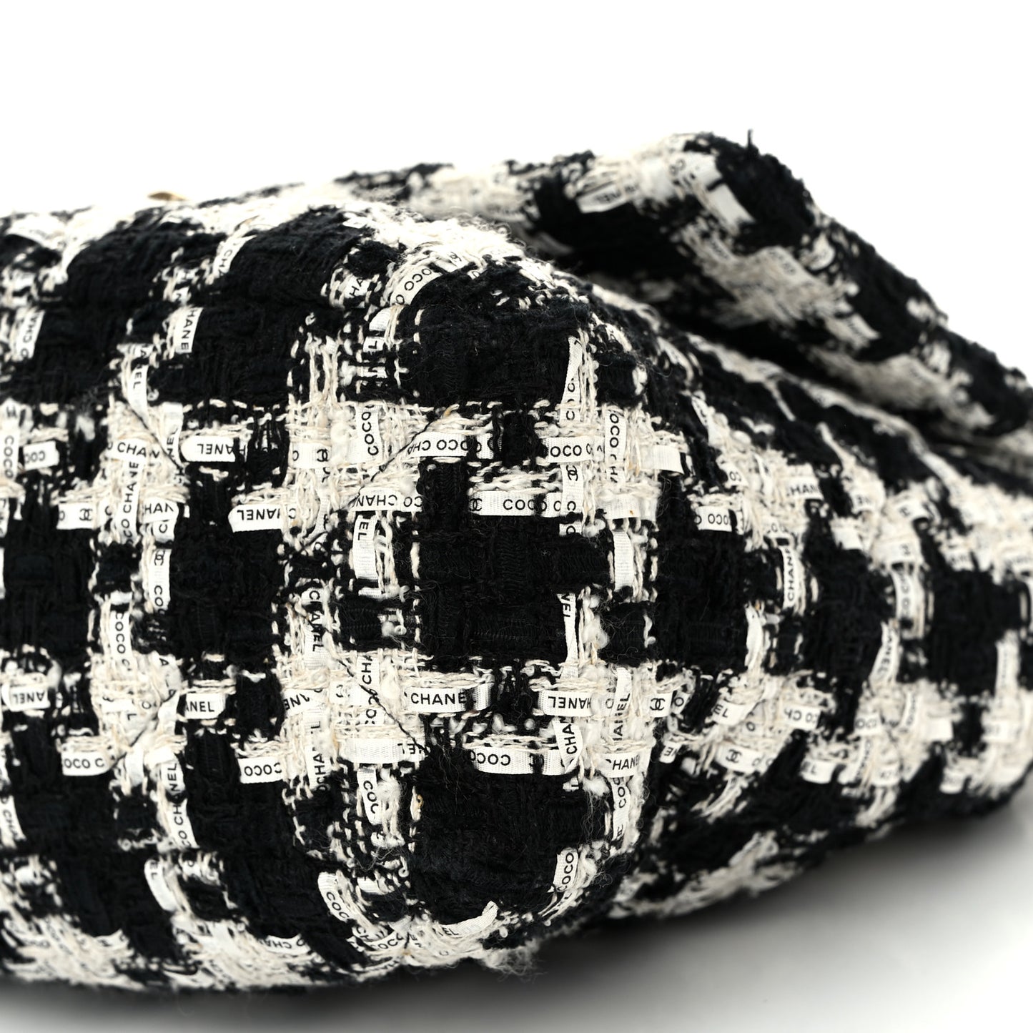 Tweed Quilted Large Chanel 19 Flap Black Ecru White
