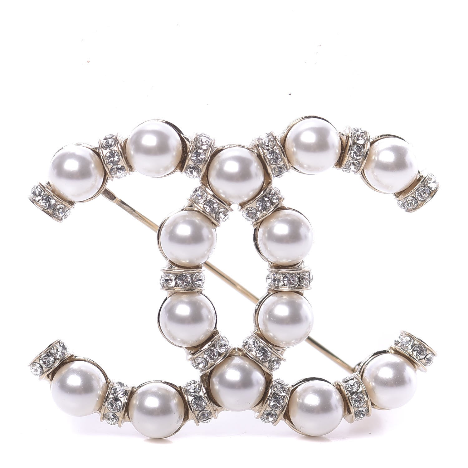 Chanel Pearl Crystal Nefertiti CC Brooch Gold 1 of 4