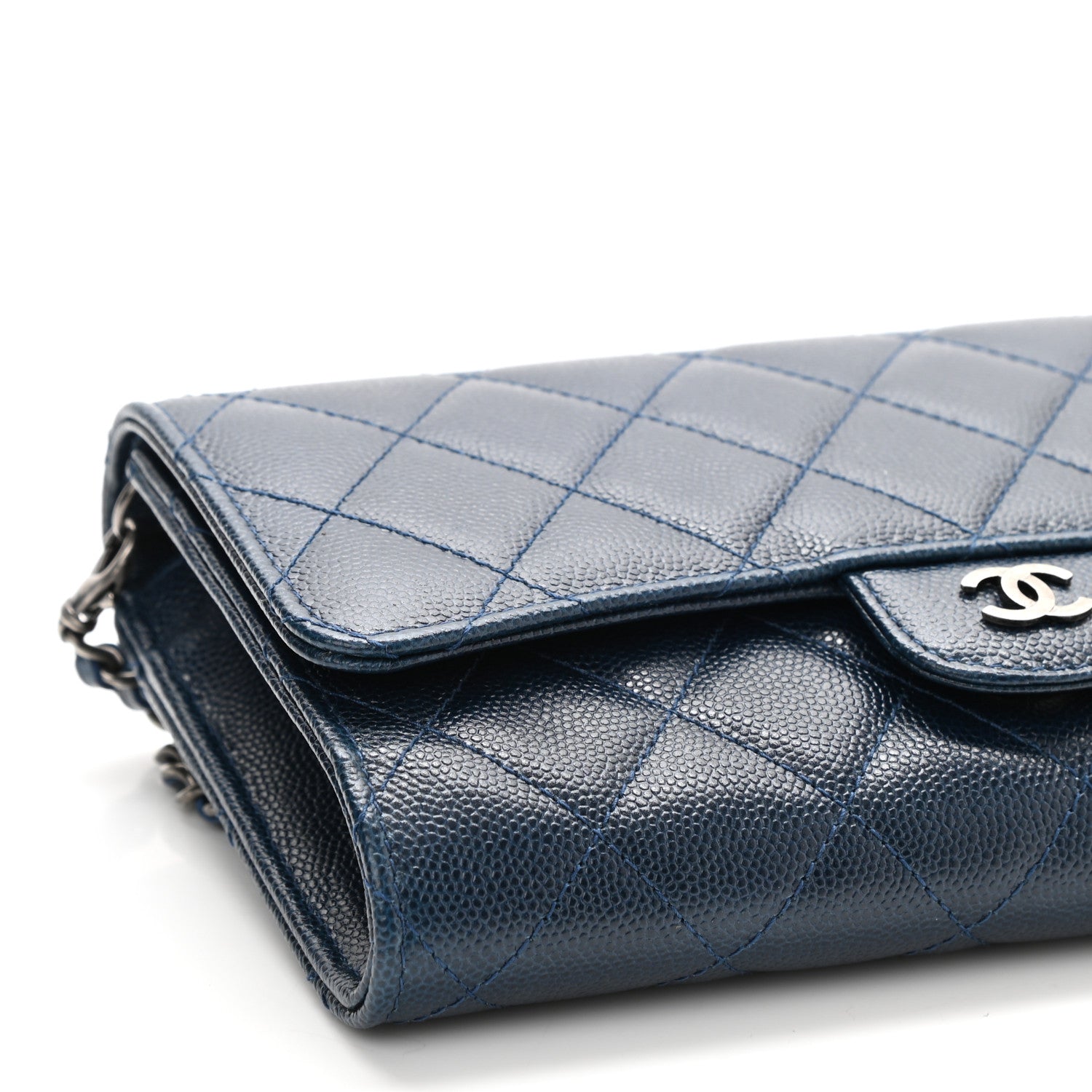 Chanel Caviar Quilted Wallet on Removable Chain Navy 9 of 11