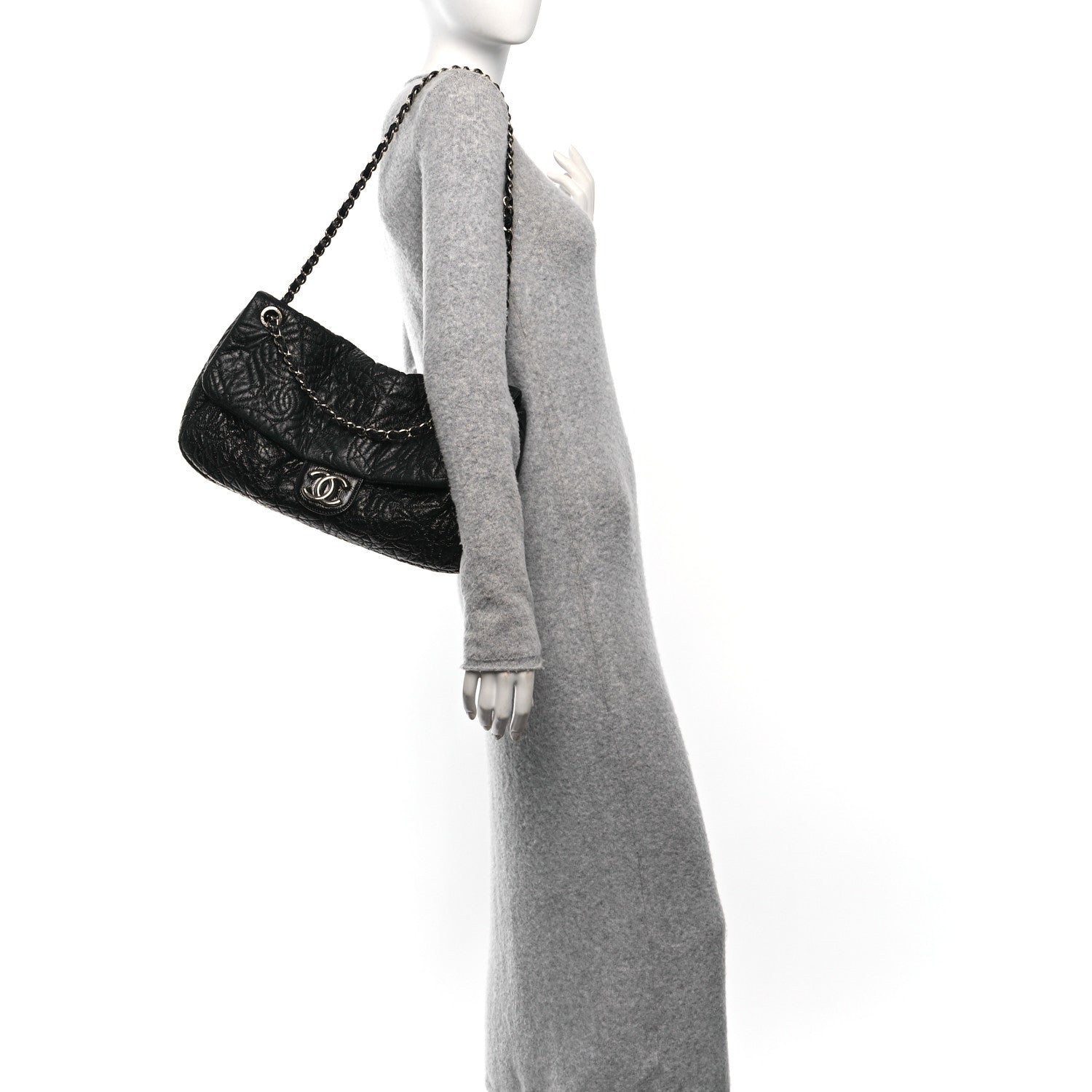 Chanel Vinyl Graphic Edge Flap Black 2 of 10