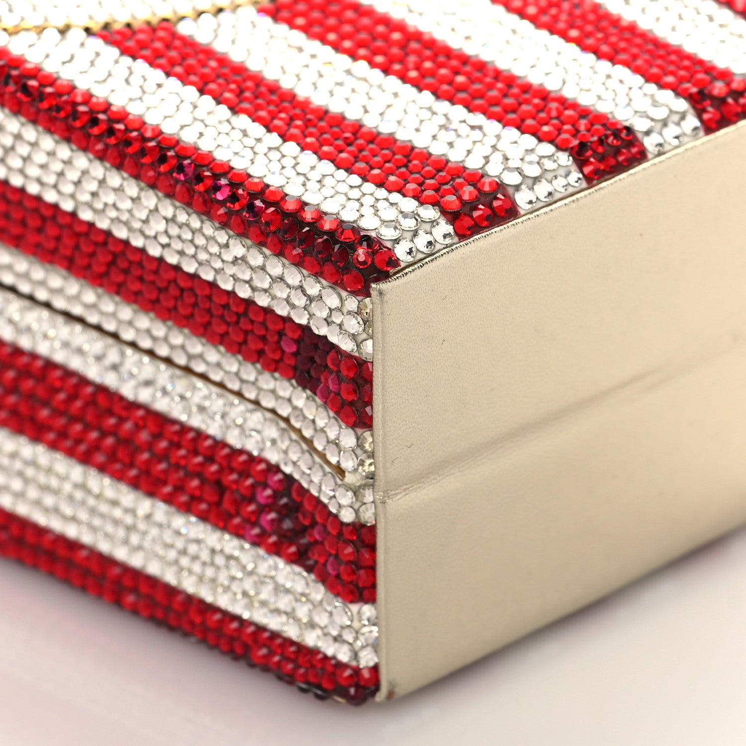 Judith Leiber Crystal Matinee Popcorn Clutch Red White 8 of 10