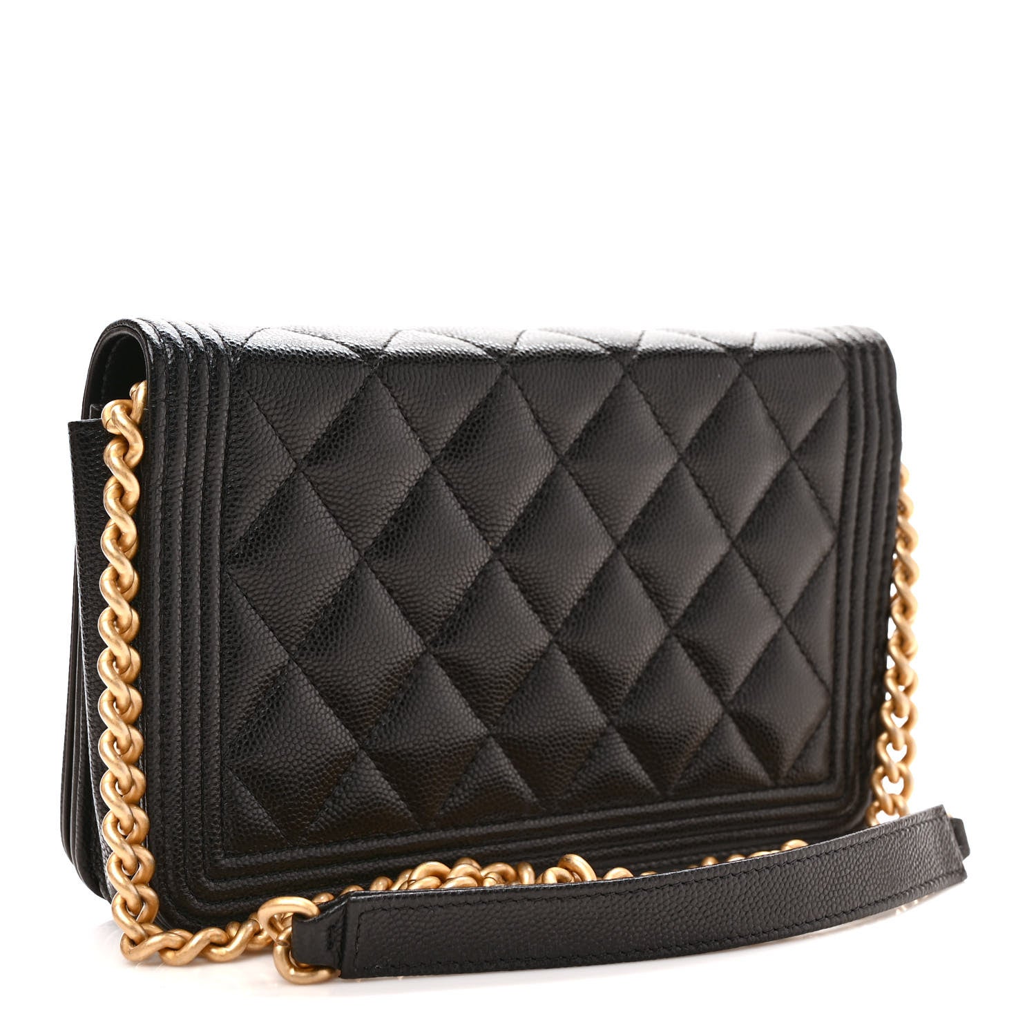 Chanel Caviar Quilted Boy Wallet On Chain WOC Black 3 of 10