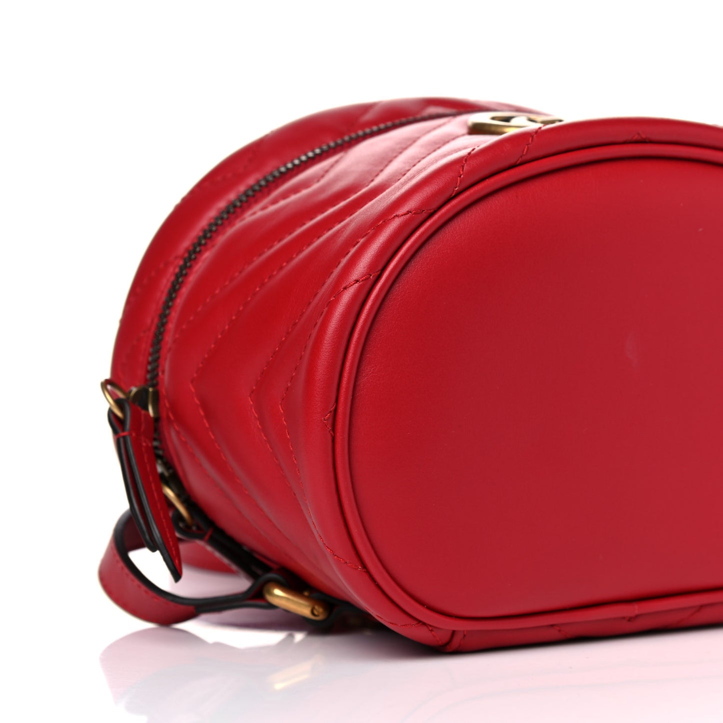 Calfskin Matelasse Mini GG Marmont Round Backpack Hibiscus Red