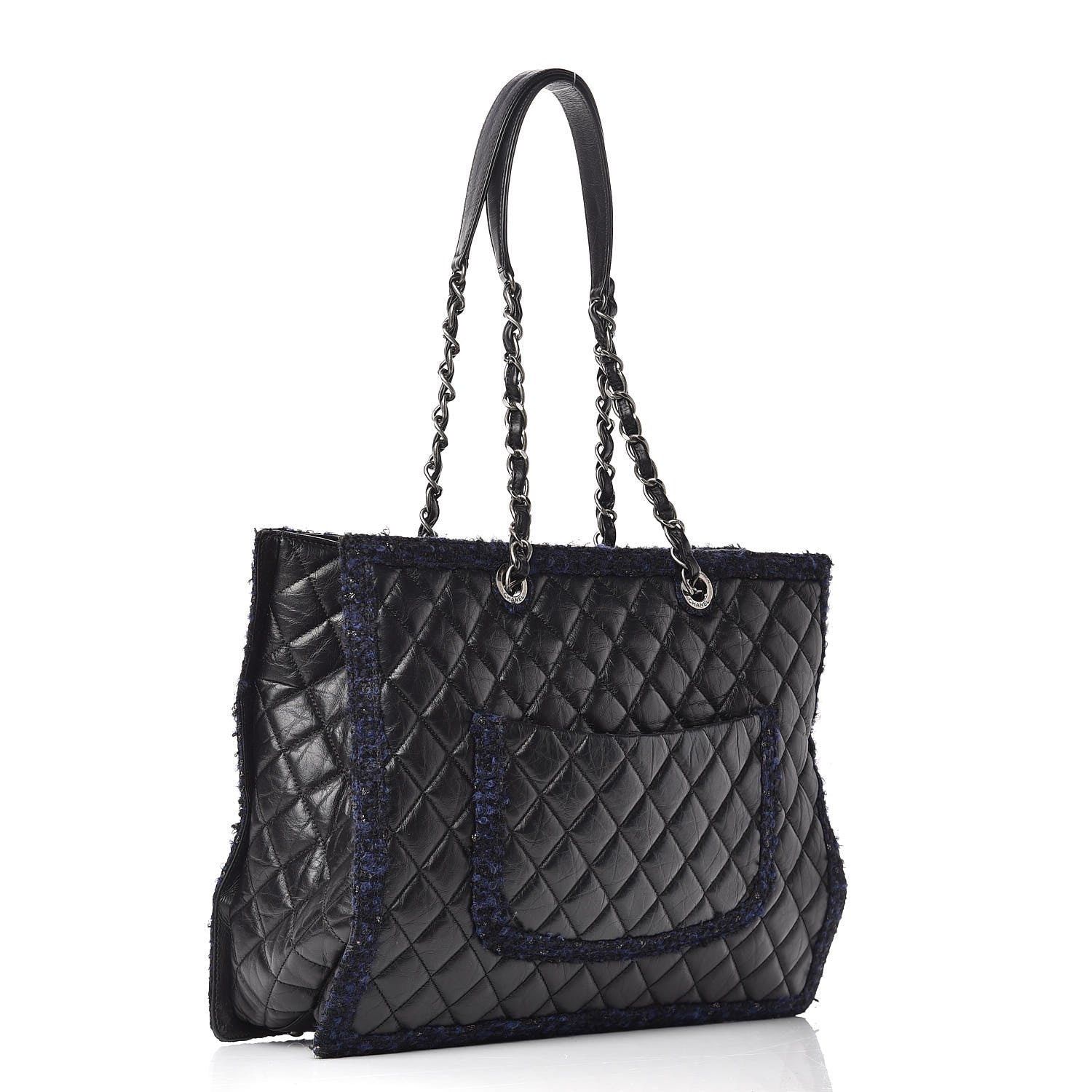 Chanel Aged Calfskin Quilted Tweed Large Secrets Tote Black 3 of 11
