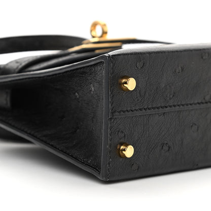 Hermes Ostrich Kelly Sellier Mini 20 Black 9 of 12