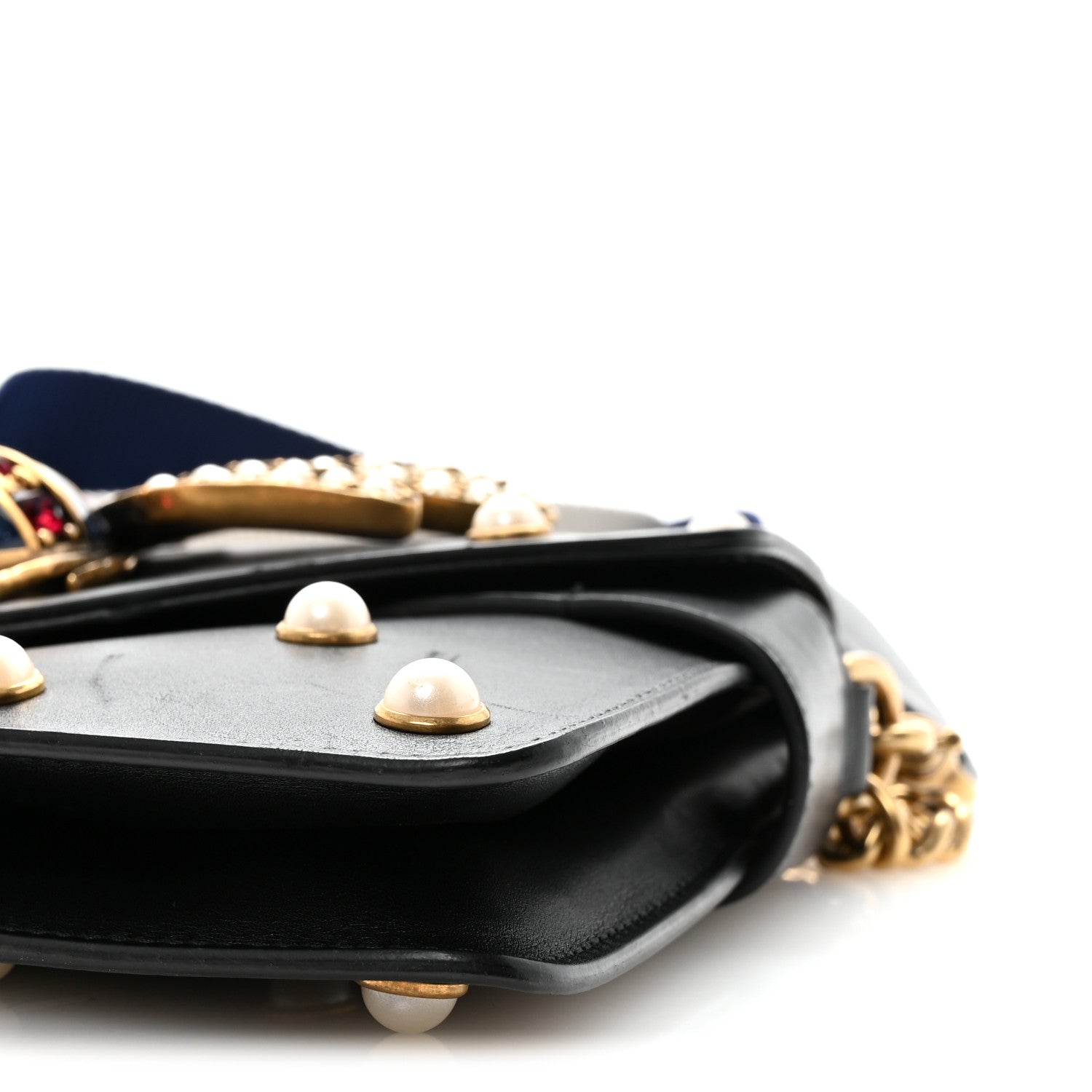 Gucci Nappa Pearl Studded Mini Queen Margaret Broadway Shoulder Bag Black 11 of 11