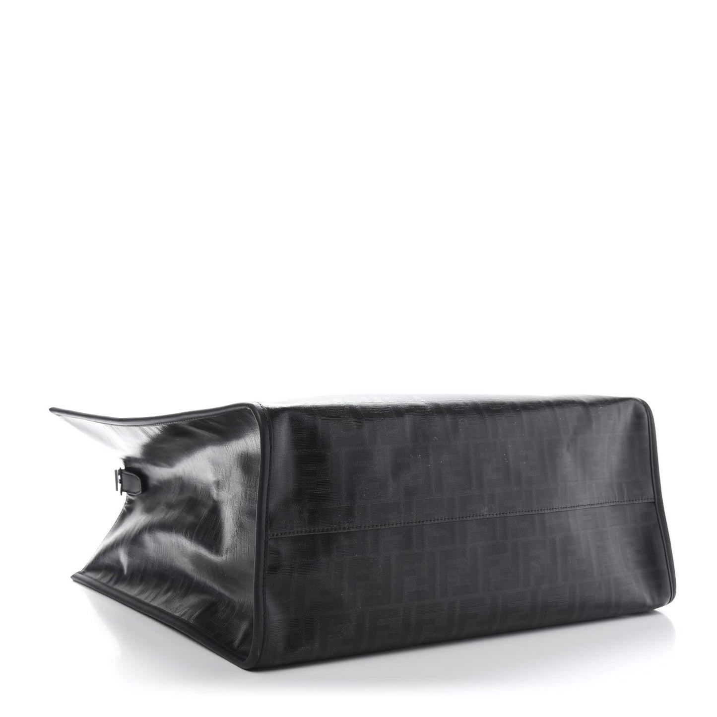 Glazed Fabric Vitello Century FF 1974 Stamp Patch Shopping Tote Black