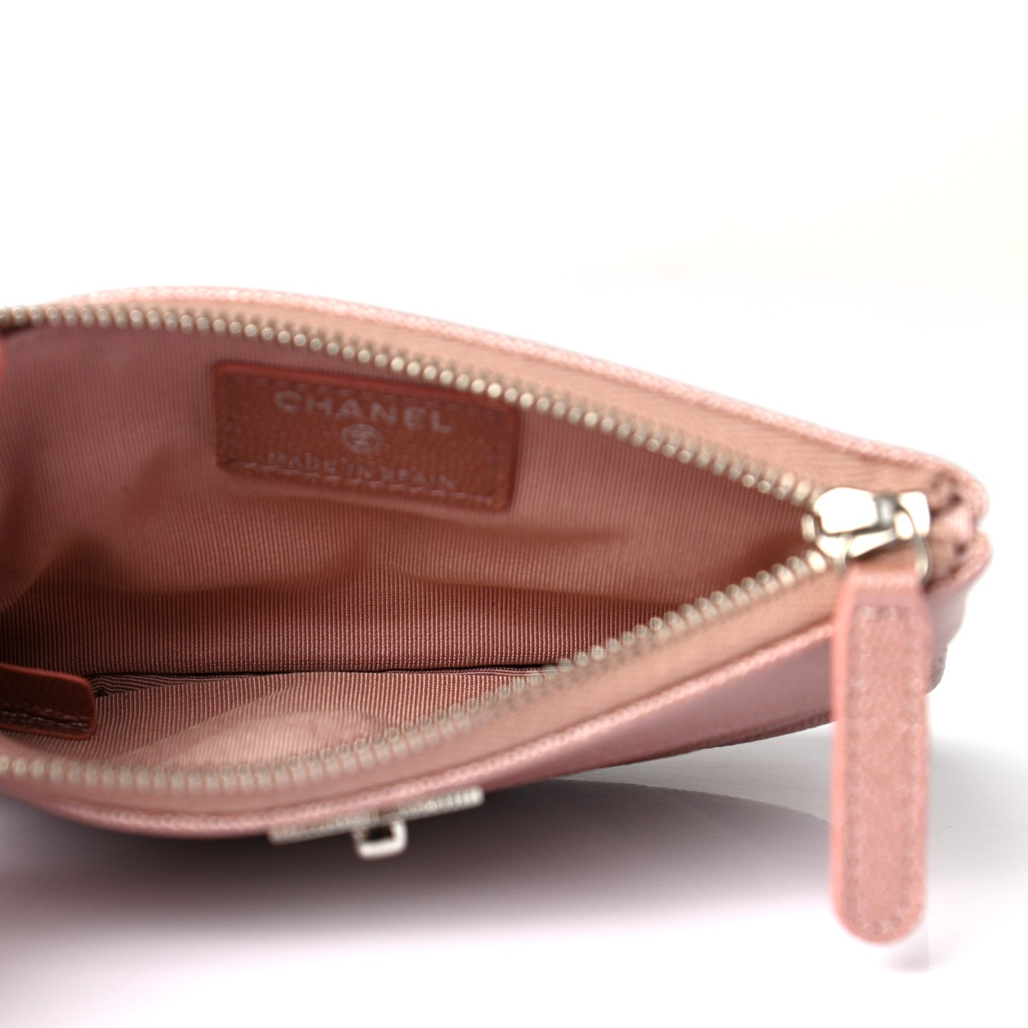 Chanel Metallic Caviar Chevron Quilted Small Vintage Mademoiselle Cosmetic Case Pink 5 of 7