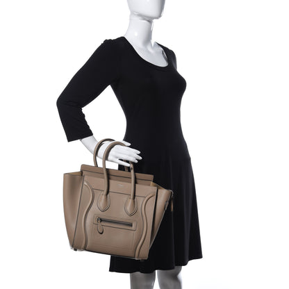 Celine Drummed Calfskin Micro Luggage Dune 2 of 9
