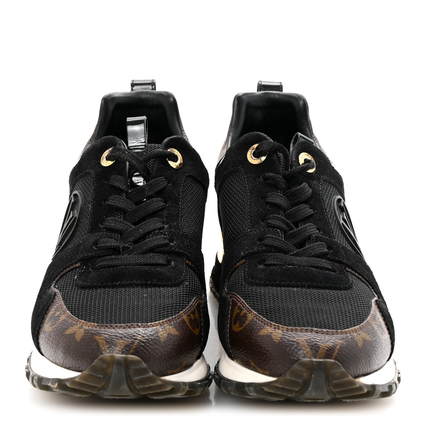 Suede Monogram Run Away Sneakers 38 Black