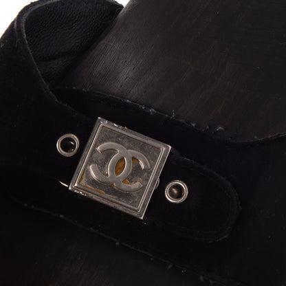 Chanel Suede CC Buckle Clogs 40 Black 11 of 11