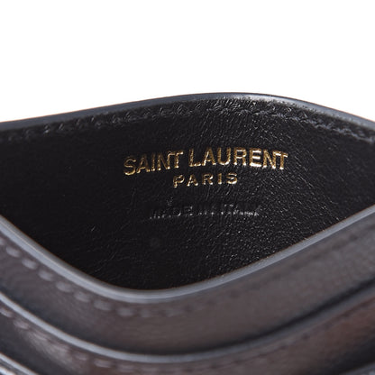 Saint Laurent Grain De Poudre Matelasse Chevron Monogram Credit Card Case Fog 6 of 6