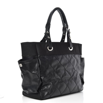 Chanel Coated Canvas Quilted Large Paris Biarritz Tote Black 3 of 9