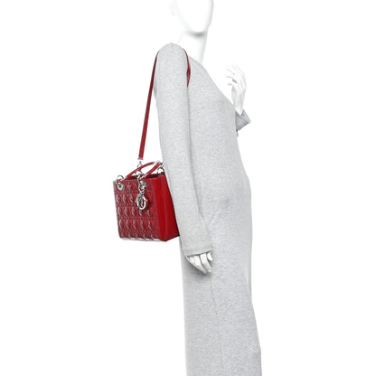 Christian Dior Patent Cannage Medium Lady Dior Red 2 of 11