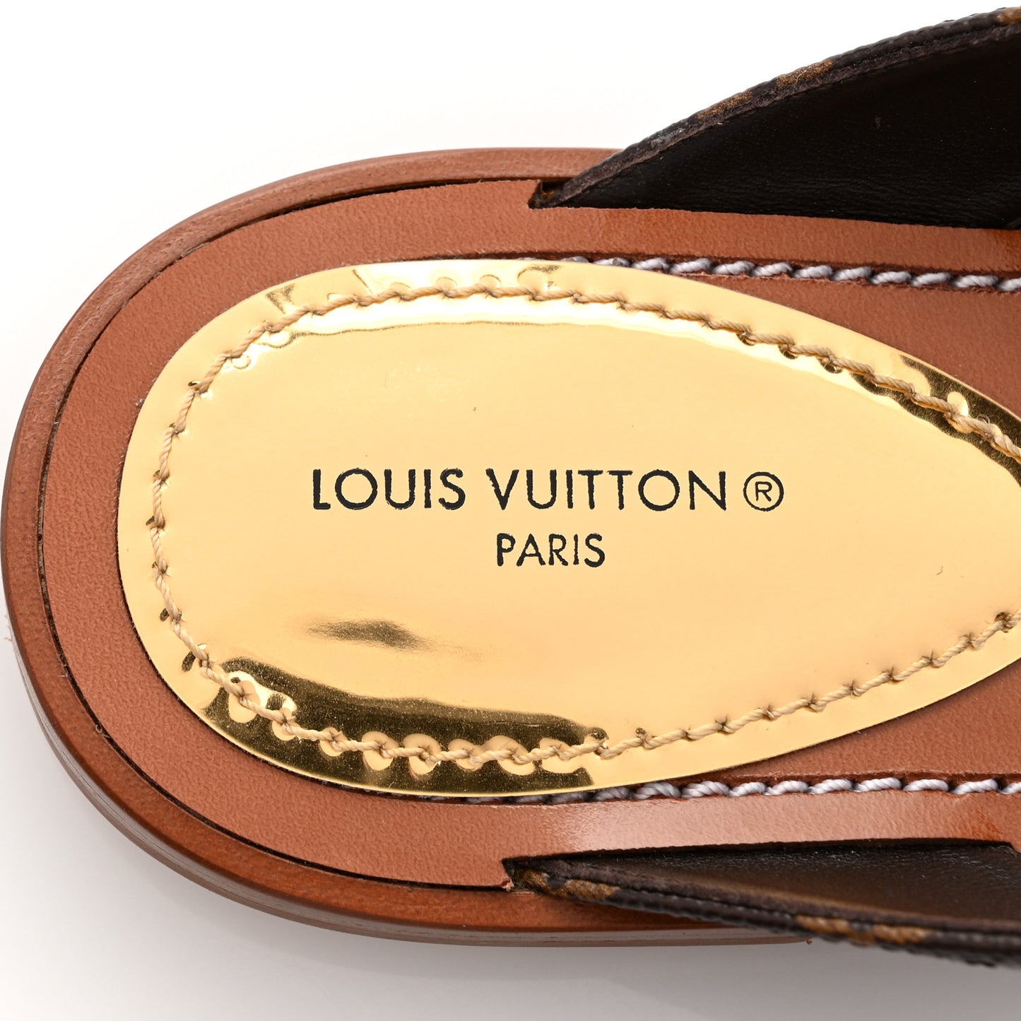 Monogram Sunny Flat Thong Sandals 36 Brown