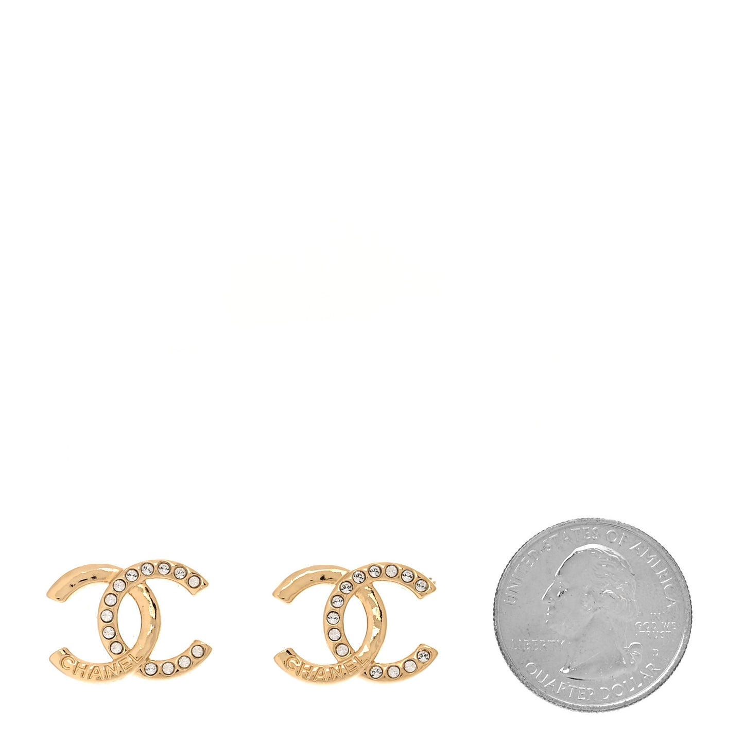 Crystal Hammered CC Earrings Gold