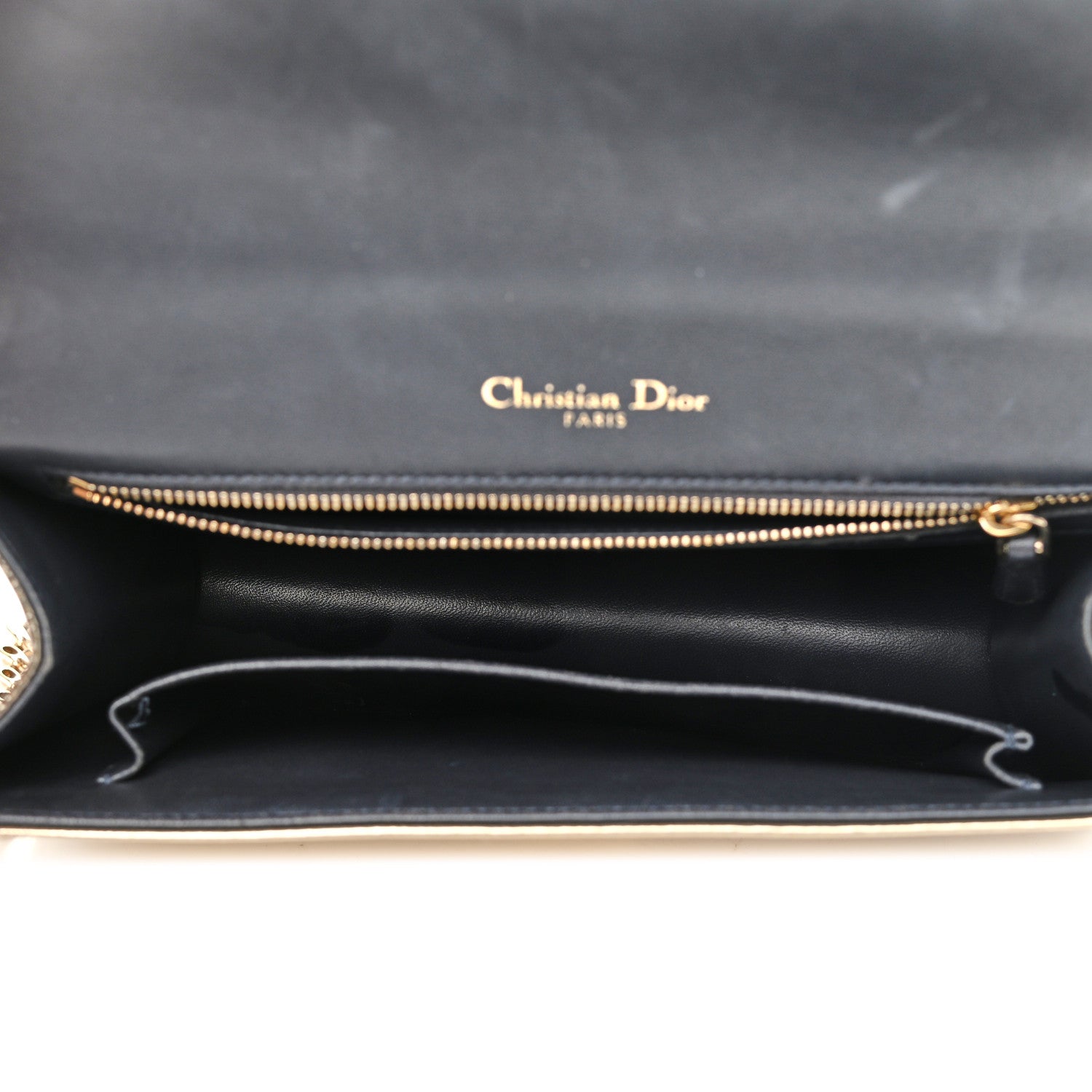 Christian Dior Metallic Patent Micro-Cannage Medium Diorama Flap Bag Gold 5 of 11