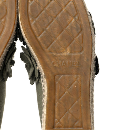 Chanel Fabric Camellia CC Espadrilles 40 Khaki 6 of 9