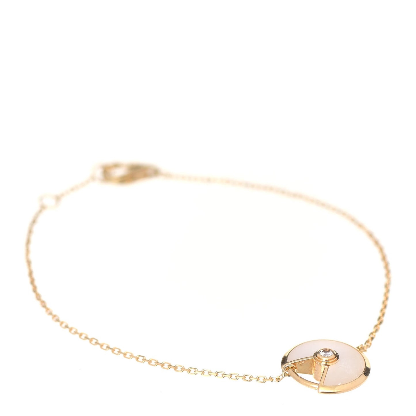 18K Yellow Gold Diamond Mother of Pearl Amulette de Cartier Bracelet