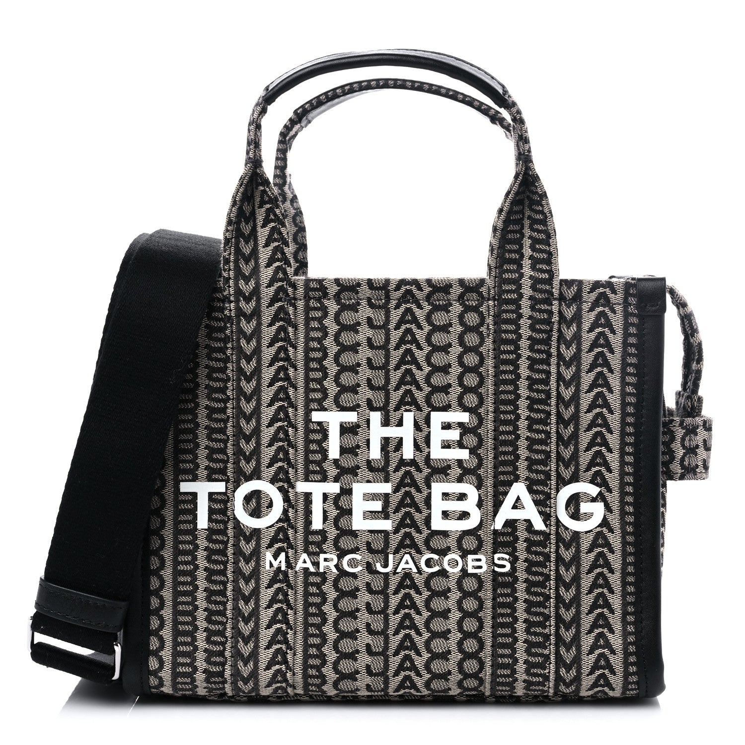 Marc Jacobs Cotton Jacquard Monogram Mini The Traveler Tote Bag Beige Multicolor 1 of 8