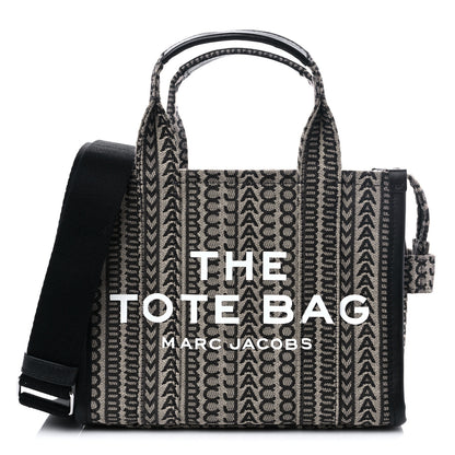 Marc Jacobs Cotton Jacquard Monogram Mini The Traveler Tote Bag Beige Multicolor 1 of 8