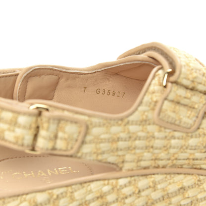 Chanel Braided Fabric Velcro Dad Sandals 37 Beige 8 of 9