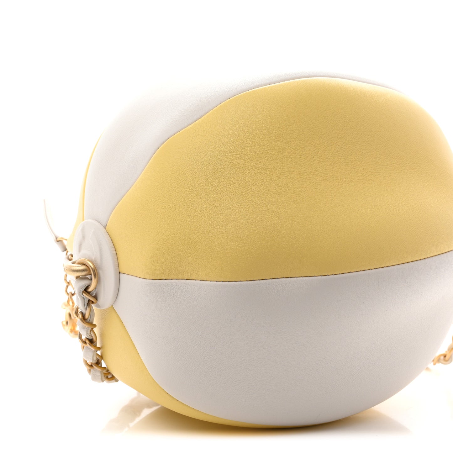 Calfskin Coco Beach Ball Bag White Yellow