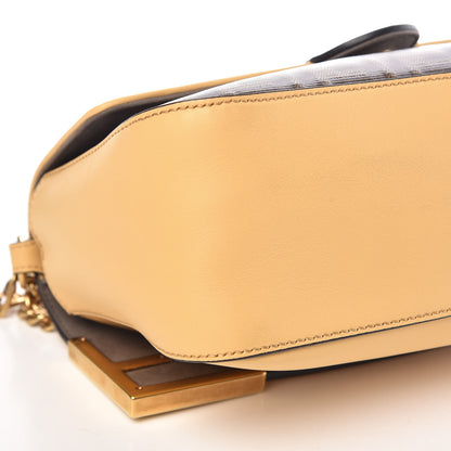 Fendi Vitello Grace Glazed Fabric FF 1974 Double F Shoulder Bag Alchemy Mogano Panna 9 of 11