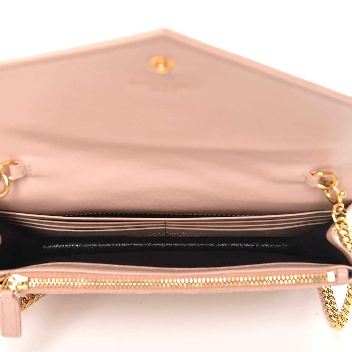 Grain De Poudre Matelasse Chevron Monogram Envelope Chain Wallet Pale Pink