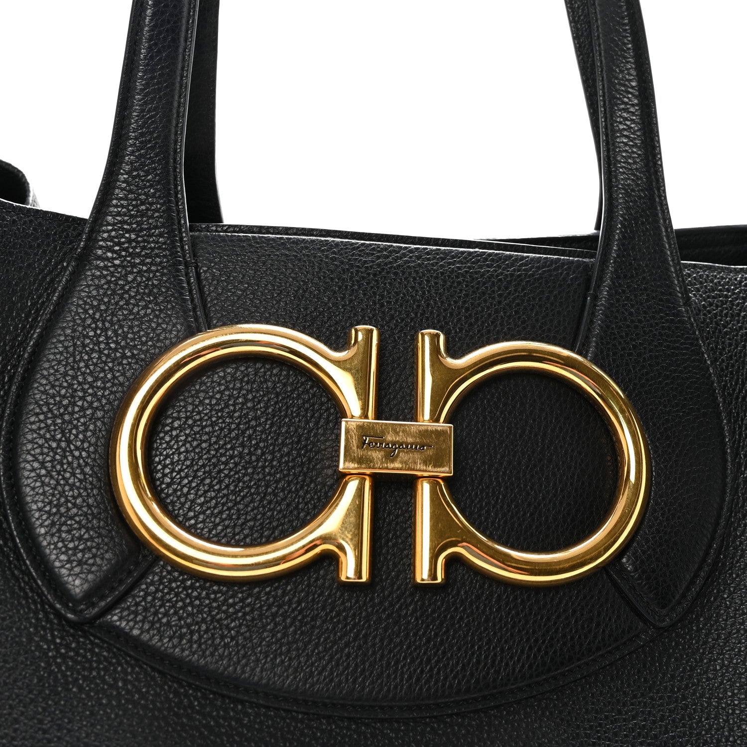 Salvatore Ferragamo Calfskin Maxi Gancini Tote Black 7 of 9