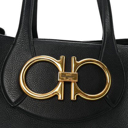 Salvatore Ferragamo Calfskin Maxi Gancini Tote Black 7 of 9