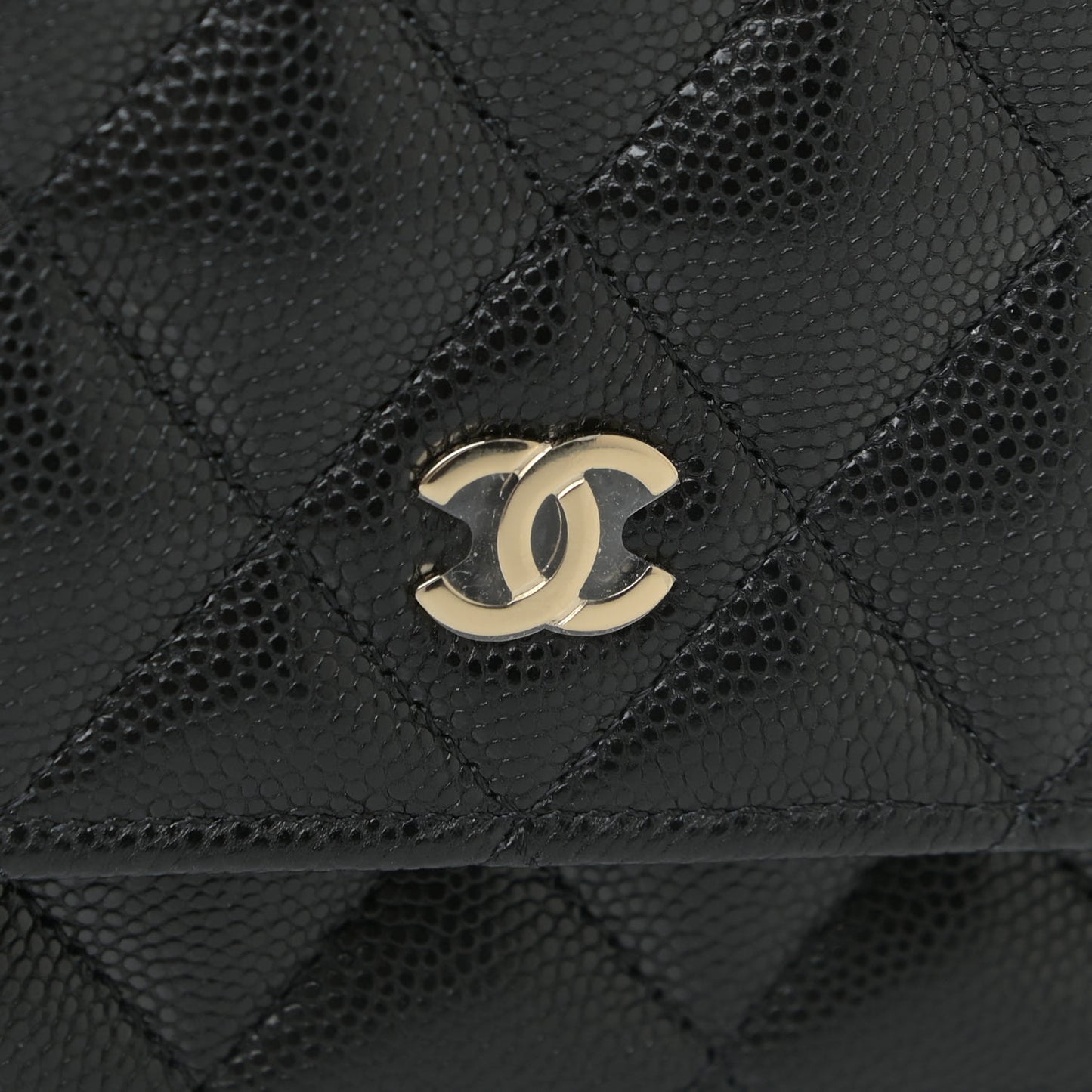 Caviar Quilted Mini Wallet On Chain WOC Black