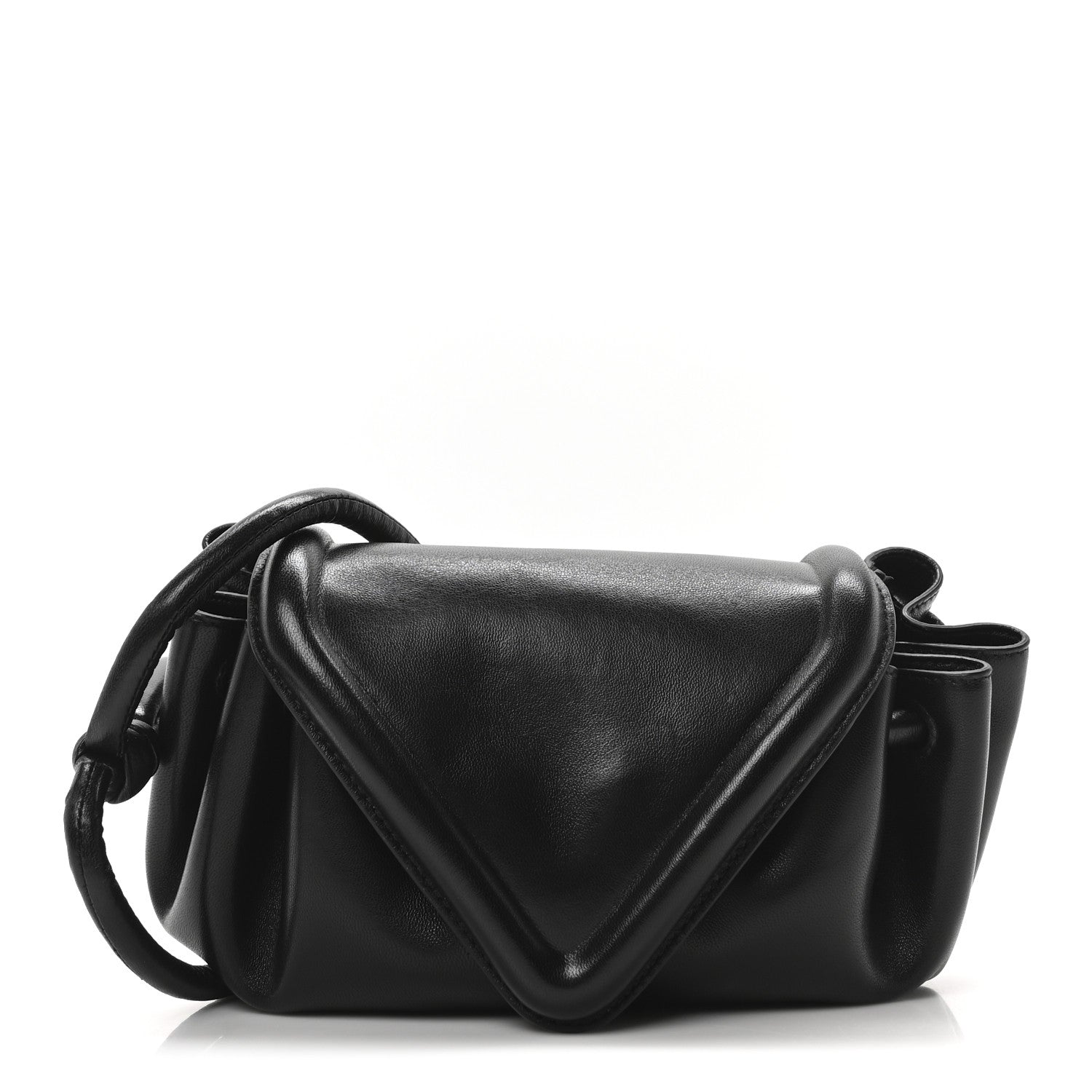 Bottega Veneta Lambskin Small Beak Triangle Flap Shoulder Bag Black 1 of 9