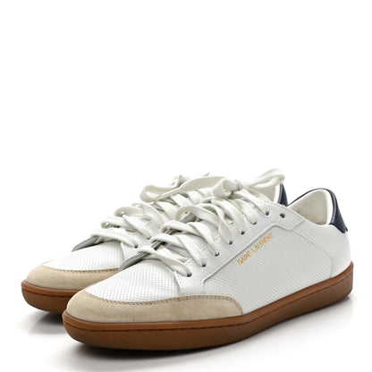 Saint Laurent Calfskin Perforated Suede SL10 Court Classic Low Top Sneakers 36.5 White 3 of 10