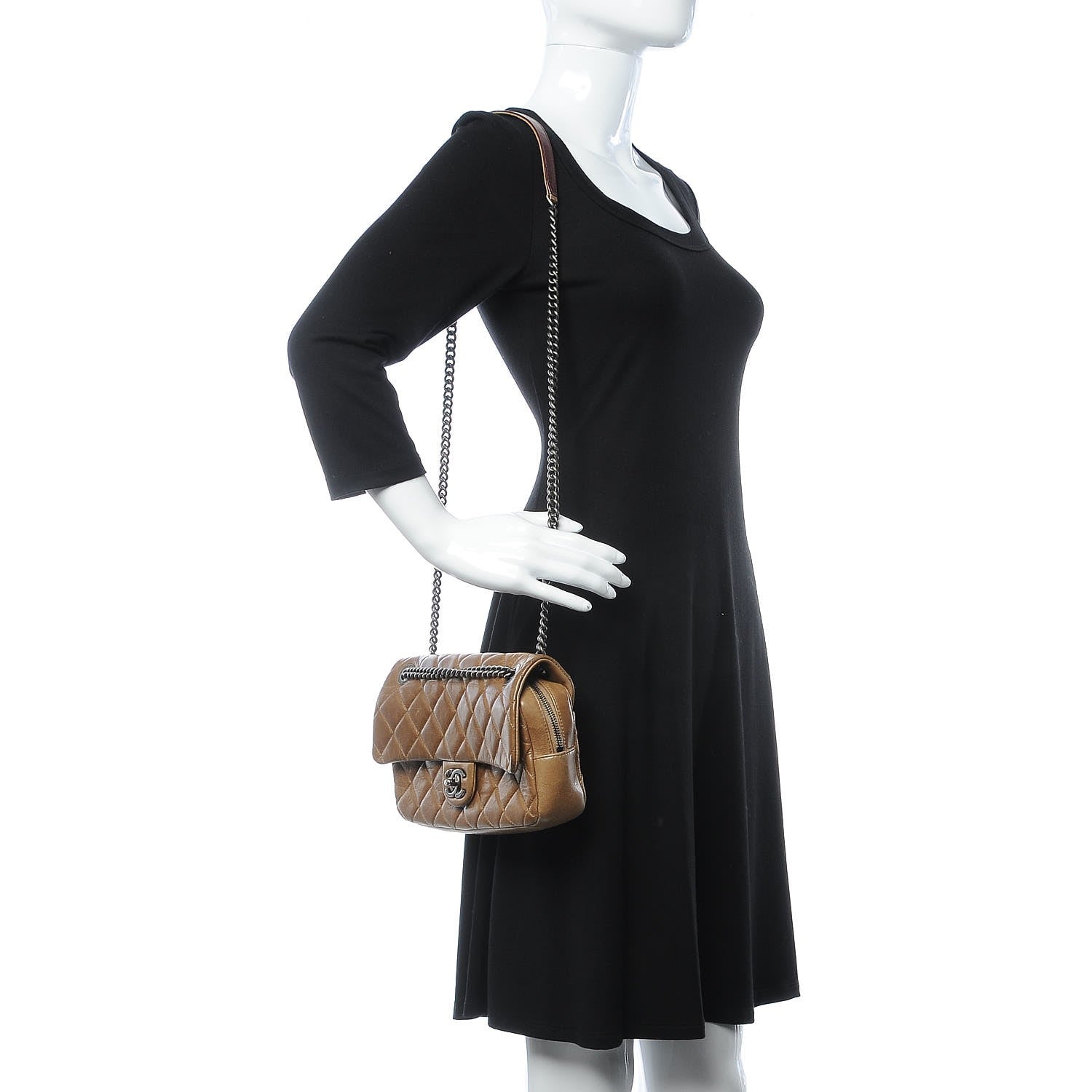 Chanel Glazed Calfskin Medium Duo Flap Brown 2 of 11